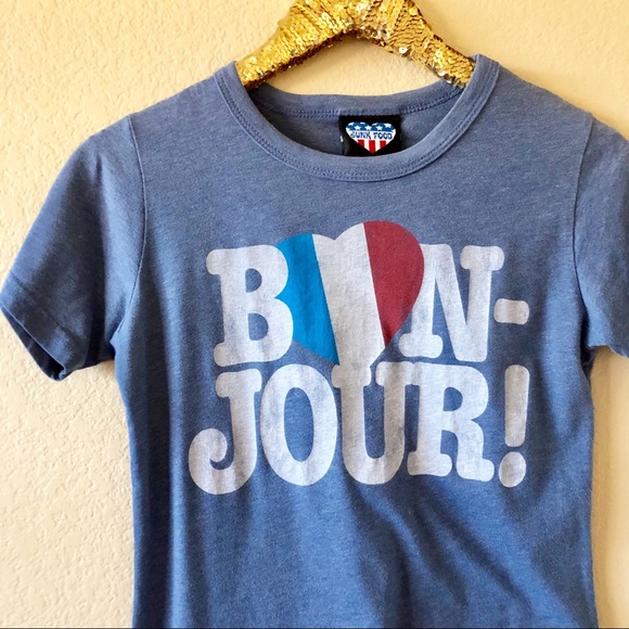 Junk Food Clothing Tops - Junk Food Bon Jour Tee Shirt